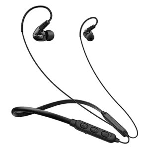 bluetooth headphones neckband over ear sports earbuds wireless in ear earphones for running workout, stay put ear buds ipx4 and 8 hour battery waterproof wireless earbud for cell phones (black)