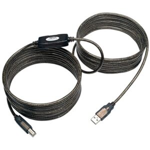 tripp lite usb 2.0 hi-speed a/b active repeater cable (m/m) 25-ft. (u042-025) silver
