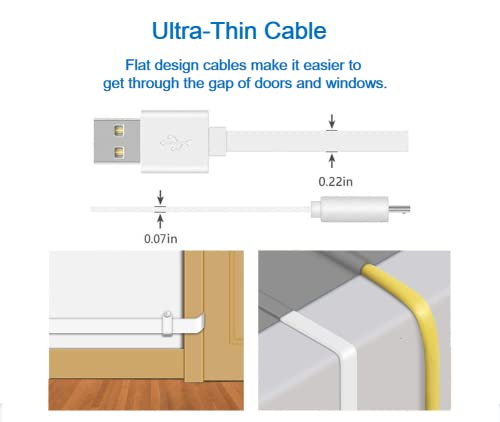 DIANMU 2 Pack 26FT Flat Power Extension Cable for Wyze Cam v3, WyzeCam Outdoor, Blink Outdoor, YI Dome Home Camera, Eufy, Simplisafe, Nest Cam, Arlo Essential, Durable Charging Cable for Security Cam