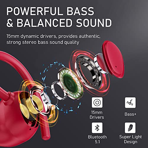 Wireless Earbud, Sport Bluetooth 5.1 Headphones Wireless Earphones in Ear Noise Cancelling Bluetooth Earbud with Mic, IP7 Waterproof 40H Deep Bass Sports Earhooks Headset for Running Gym[2022 New]