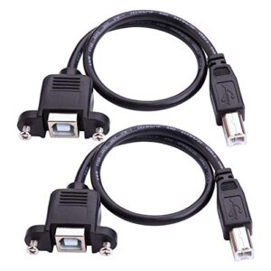 USB B Printer Extension Cable - iGreely 2Pack 1-Feet Panel Mount USB 2.0 Cable B to B - F/M (1ft)