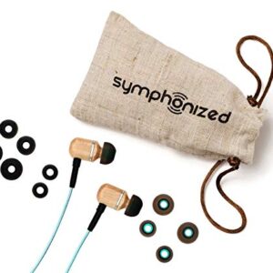 Symphonized MTRX 2.0 Premium Wired Earbuds - Wood in-Ear Headphones with Microphone & Volume Control, Noise Isolation - Corded Ear Buds for Android - Earphones for Computer & Laptop (Turquoise)