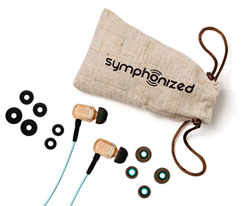 Symphonized MTRX 2.0 Premium Wired Earbuds - Wood in-Ear Headphones with Microphone & Volume Control, Noise Isolation - Corded Ear Buds for Android - Earphones for Computer & Laptop (Turquoise)