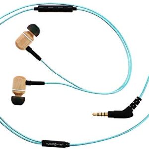 Symphonized MTRX 2.0 Premium Wired Earbuds - Wood in-Ear Headphones with Microphone & Volume Control, Noise Isolation - Corded Ear Buds for Android - Earphones for Computer & Laptop (Turquoise)