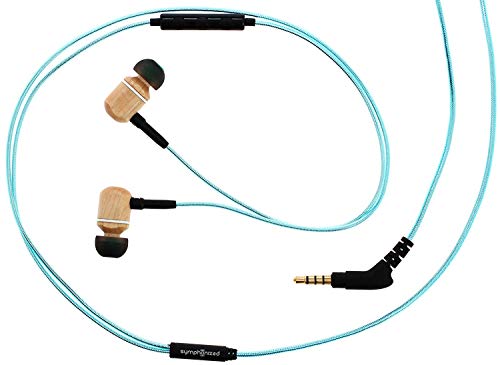 Symphonized MTRX 2.0 Premium Wired Earbuds - Wood in-Ear Headphones with Microphone & Volume Control, Noise Isolation - Corded Ear Buds for Android - Earphones for Computer & Laptop (Turquoise)