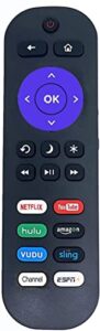 replacement roku tv remote, compatible with tcl/onn/element/westinghouse/haier/hitachi/lg/sanyo/jvc/magnavox/rca/philips roku built-in smart tvs