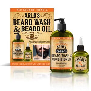 arlo’s 2-in-1 pro-growth beard wash and conditioner 12 oz with pro-growth beard oil 2-pc kit