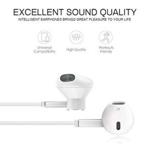 Noise Isolation Earphones Premium Sound Headphones Earbuds Bass Enhance Stereo with Microphone Remote Control Compatible for Cell Phone/Tablets-White