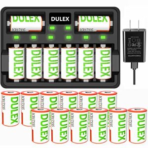 arlo batteries rechargeable 123a and charger 20 pack [ icr17335 nimh battery replace 3v cr123a batteries ] for arlo cameras, alarm system, led flashlight