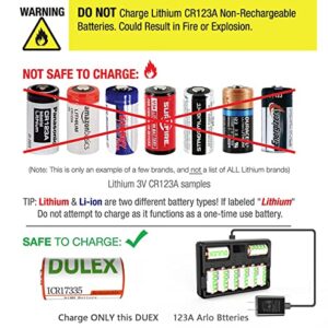 Arlo Batteries Rechargeable 123A and Charger 20 Pack [ ICR17335 NiMH Battery Replace 3V CR123A Batteries ] for Arlo Cameras, Alarm System, LED Flashlight