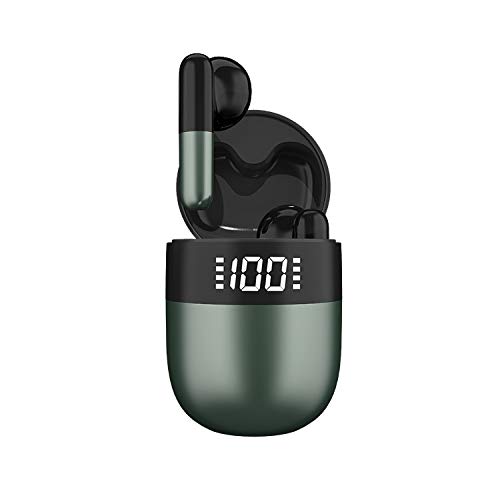 Wireless Touch Earbuds with Active Noise Cancellation Bluetooth 5.0 Sport 3D Stereo Built-in Microphone,Immersive Premium Sound Long Distance Connection Headset with Charging Case (Dark Green),J28