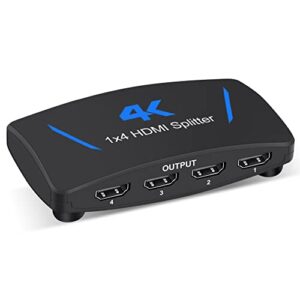 4K HDMI Splitter 1 in 4 Out, avedio links 1x4 HDMI Splitter Duplicate/ Mirror Screen, 4 Port HDMI Splitter Powered Support 4Kx2K@30Hz 3D for PS5, Roku, TV Box - 1 Source to 4 Displays