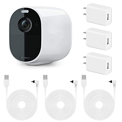 3Pack 25ft/7.5m Power Adapter for Arlo Essential Spotlight, Weatherproof Outdoor Power Cable Continuously Charging Your Arlo Essential Camera - White