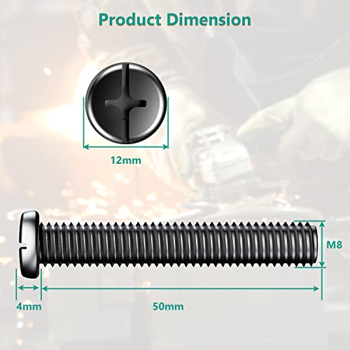 WALI M8 Screws for Samsung TV, M8 VESA TV Mounting Screws, Extra Long with 15mm Long Spacers and D8 Washers (UVSSP-B), Black