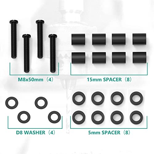 WALI M8 Screws for Samsung TV, M8 VESA TV Mounting Screws, Extra Long with 15mm Long Spacers and D8 Washers (UVSSP-B), Black