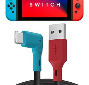 talk works usb-c cable – right angle, 10 ft. – fast charging cable compatible with nintendo switch, switch lite, and oled – angled long cable for comfortable mobile gaming