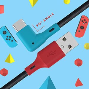 TALK WORKS USB-C Cable - Right Angle, 10 ft. - Fast Charging Cable Compatible with Nintendo Switch, Switch Lite, and OLED - Angled Long Cable for Comfortable Mobile Gaming