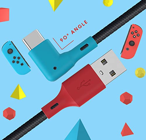 TALK WORKS USB-C Cable - Right Angle, 10 ft. - Fast Charging Cable Compatible with Nintendo Switch, Switch Lite, and OLED - Angled Long Cable for Comfortable Mobile Gaming