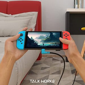 TALK WORKS USB-C Cable - Right Angle, 10 ft. - Fast Charging Cable Compatible with Nintendo Switch, Switch Lite, and OLED - Angled Long Cable for Comfortable Mobile Gaming