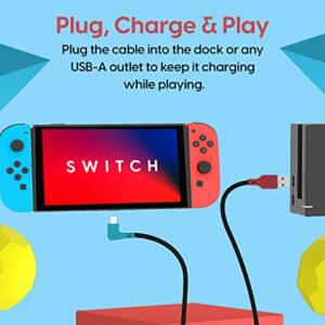 TALK WORKS USB-C Cable - Right Angle, 10 ft. - Fast Charging Cable Compatible with Nintendo Switch, Switch Lite, and OLED - Angled Long Cable for Comfortable Mobile Gaming