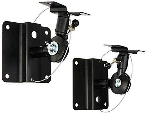 Monoprice 106839 Adjustable 33 lb. Capacity Speaker Wall Mount Brackets (Pair) Black