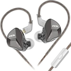 erjigo in-ear monitors, cca fla hifi stereo stage/studio iem wired noise isolating sport earphones/earbuds/headphones with detachable cable for musician audiophile (black, with microphone)