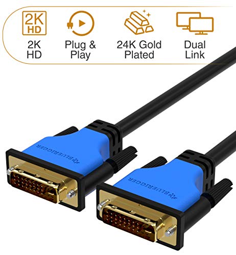 BlueRigger DVI to DVI Monitor Cable (6FT, 24+1 Dual Link, Digital Video Cable, Male to Male) - for Gaming, DVD, Laptops, HDTV and Projector