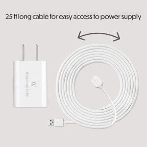 25ft/7.6m Weatherproof Outdoor Charging Cable with Quick Charge Adapter Compatible with Arlo Ultra/Ultra 2/Pro 3/Pro 4 (2 Pack, White) (NOT Compatible with Arlo Essential Spotlight)