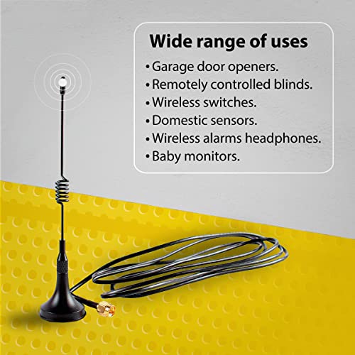 Electrodepot 433 MHz Unity Gain Omni, 6 Inches Antenna with Magnetic Base and Male SMA Connector Antenna Kit – Impedance 50 Ohms Garage Gate Door Opener Antenna