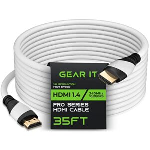 35 ft hdmi cable, gearit pro series hdmi cable 35 feet high speed ethernet 4k resolution 3d video and arc audio return channel hdmi cable, white