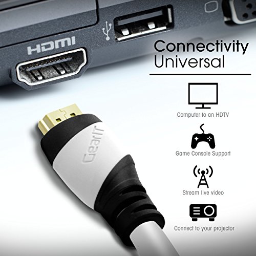 35 Ft HDMI Cable, GearIT Pro Series HDMI Cable 35 Feet High Speed Ethernet 4K Resolution 3D Video and ARC Audio Return Channel HDMI Cable, White