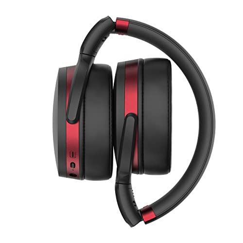 Sennheiser HD 458BT Bluetooth 5.0 Wireless Headphone with Active Noise Cancellation - 30-Hour Battery Life, USB-C Fast Charging, Foldable - Black/Red (Renewed)