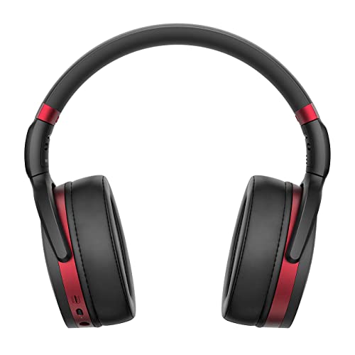 Sennheiser HD 458BT Bluetooth 5.0 Wireless Headphone with Active Noise Cancellation - 30-Hour Battery Life, USB-C Fast Charging, Foldable - Black/Red (Renewed)