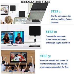 TV Antenna Indoor Digital 4K 1080p Signal Booster 50-80 Mile Range Black