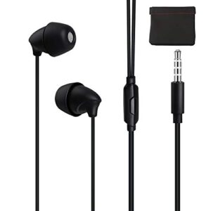 sleep earphone noise isolation earplugs for insomnia, in-ear soundproof earplug soft earbuds with mic,3.5mm jack,gift earphone bag (black)