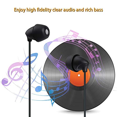 Sleep Earphone Noise Isolation earplugs for Insomnia, in-Ear Soundproof Earplug Soft Earbuds with Mic,3.5mm Jack,Gift Earphone Bag (Black)