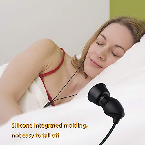 Sleep Earphone Noise Isolation earplugs for Insomnia, in-Ear Soundproof Earplug Soft Earbuds with Mic,3.5mm Jack,Gift Earphone Bag (Black)