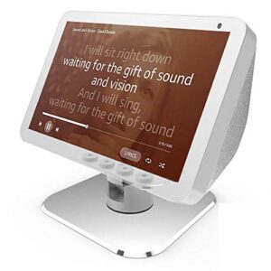 echo show 8 adjustable stand, eight rare-earth magnets on the top stand for amazon echo show 8, horizontal 360 rotation longitudinal angle change base white+silvery mc212-02