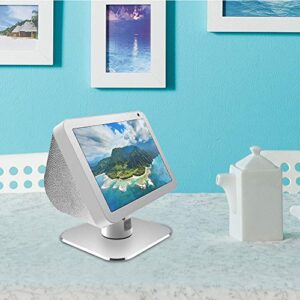 Echo Show 8 Adjustable Stand, Eight Rare-Earth Magnets on The top Stand for Amazon Echo Show 8, Horizontal 360 Rotation Longitudinal Angle Change Base White+Silvery MC212-02