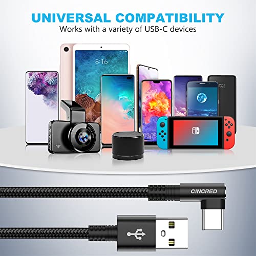 Cincred USB C Cable [2-Pack, 6.6ft], 3A Quick Charging Type C Cable, USB A to USB C Fast Data Sync Transfer, Double Nylon Braided USB C Cord for Tablets, Samsung, Google Pixel, Moto Series and More