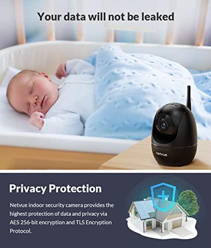 NETVUE Indoor Camera, 1080P FHD 2.4GHz WiFi Pet Camera, Home Camera for Pet/Baby, Dog Camera 2-Way Audio, Indoor Security Camera Night Vision, AI Human Detection, Cloud Storage/TF Card, Black