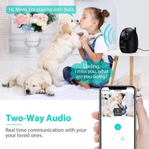 NETVUE Indoor Camera, 1080P FHD 2.4GHz WiFi Pet Camera, Home Camera for Pet/Baby, Dog Camera 2-Way Audio, Indoor Security Camera Night Vision, AI Human Detection, Cloud Storage/TF Card, Black