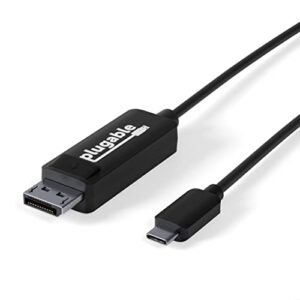 plugable usb c to displayport cable 6 feet (1.8m), up to 4k at 60hz, usb c displayport cable – compatible with thunderbolt 4 / 3 and usb-c