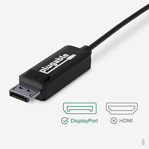 Plugable USB C to DisplayPort Cable 6 feet (1.8m), Up to 4K at 60Hz, USB C DisplayPort Cable - Compatible with Thunderbolt 4 / 3 and USB-C