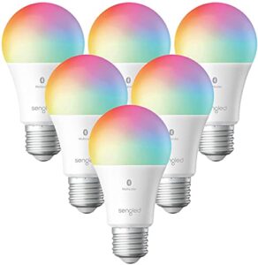 sengled smart light bulbs, color changing alexa light bulb bluetooth mesh that work with alexa only, dimmable led bulb a19 e26 multicolor, high cri, high brightness, 9w 800lm, 6-pack, no hub required