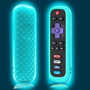 case for tcl roku tv rc280 remote, battery cover for hisense roku remote replacement silicone universal sleeve skin glow in the dark