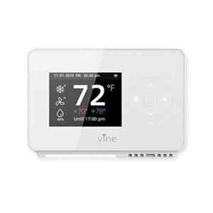 Vine Smart Wi-Fi 7 Day/8 Period Programmable Thermostat Model TJ-225B, New Generation, Compatible with Alexa and Google Assistant, Energy Star Certificate, C Wire Require, White