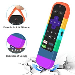 3 Pack Case for TCL Roku TV Steaming Stick 3600R Remote,Silicone Cover Roku Voice/Express/Premiere Remote Controller Skin Protective Universal Replacement Sleeve Protector-Glow Blue,Glow Green,Rainbow