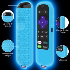 3 Pack Case for TCL Roku TV Steaming Stick 3600R Remote,Silicone Cover Roku Voice/Express/Premiere Remote Controller Skin Protective Universal Replacement Sleeve Protector-Glow Blue,Glow Green,Rainbow