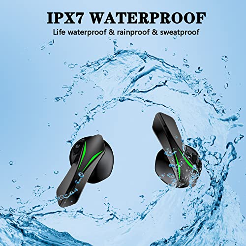 Gaming Wireless Earbuds,3D Touch Bluetooth 5.2 in-Ear Game Earphones with Microphone 40ms Low Latency IPX7 Waterproof，with Breathing Light,360°Stereo Sound & Deep Bass Bluetooth Gaming Earbuds